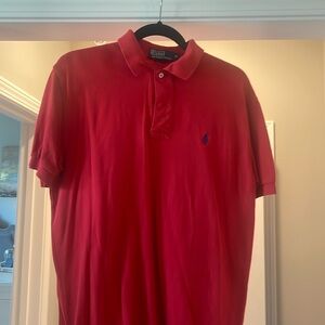 Polo Ralph Lauren polo. Red shirt with blue logo. Size M